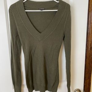 Olive green deep V Express sweater. Size M.